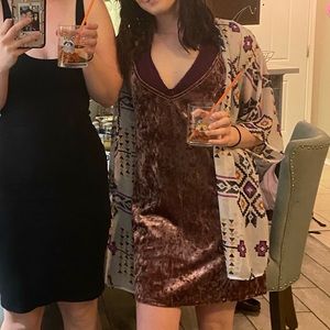 Pink Velvet Spaghetti Strapped Dress